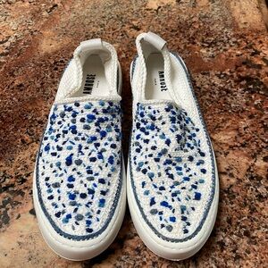 Amrose Paris Flat Blue Tweed Crochet Shoes New Size European Size 40 USA size 8